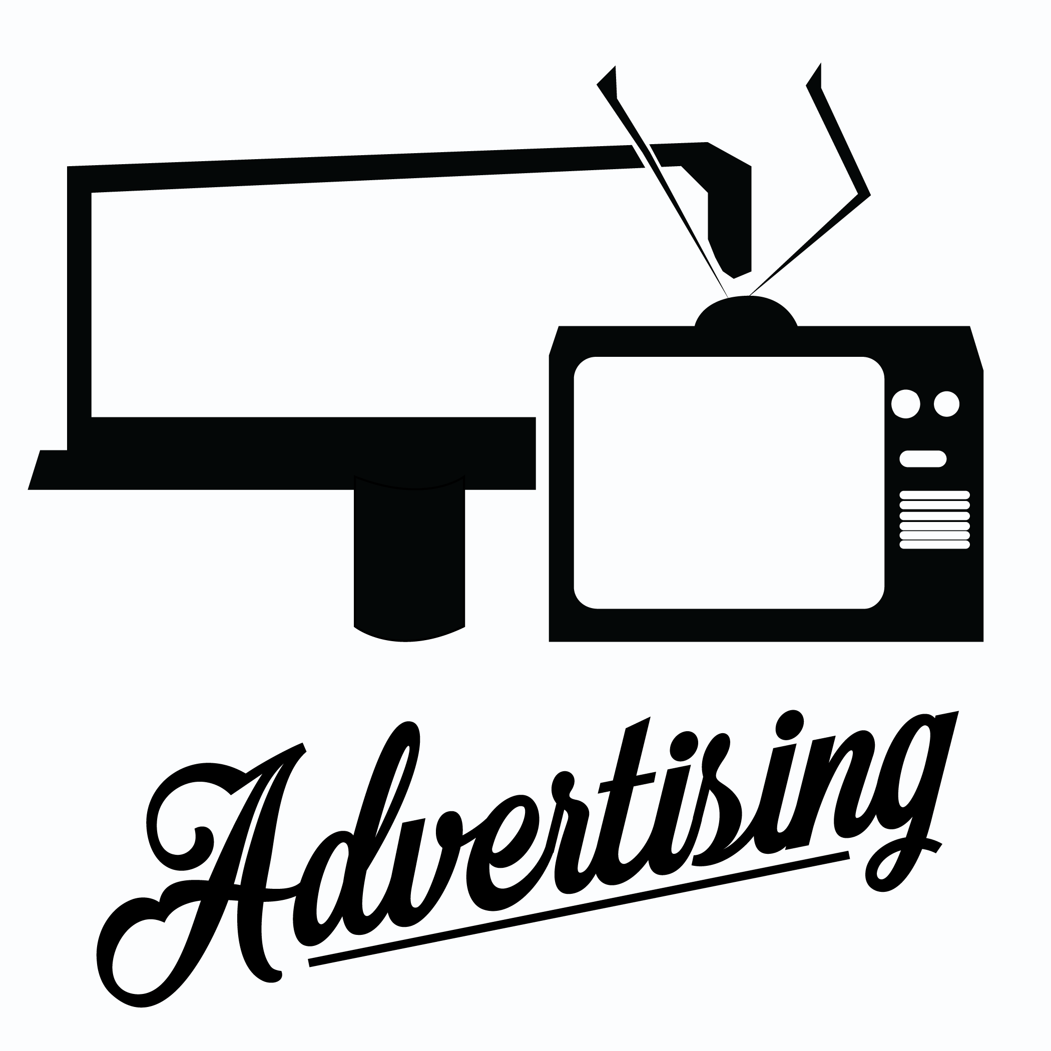 A billboard and a television representing advertising services.